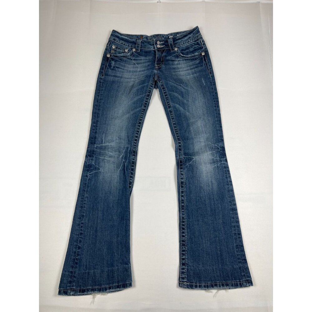 Miss Me Women’s 28 Designer Bootcut Jeans Embellished Distressed Blue